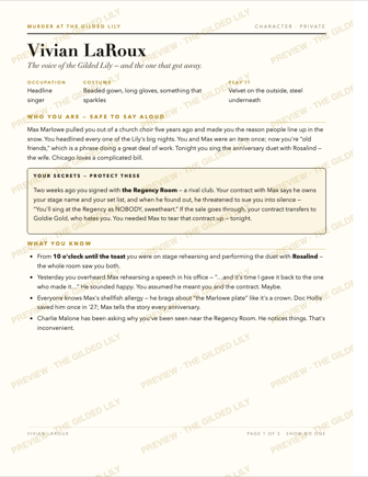 Character booklet with secrets and act-by-act instructions